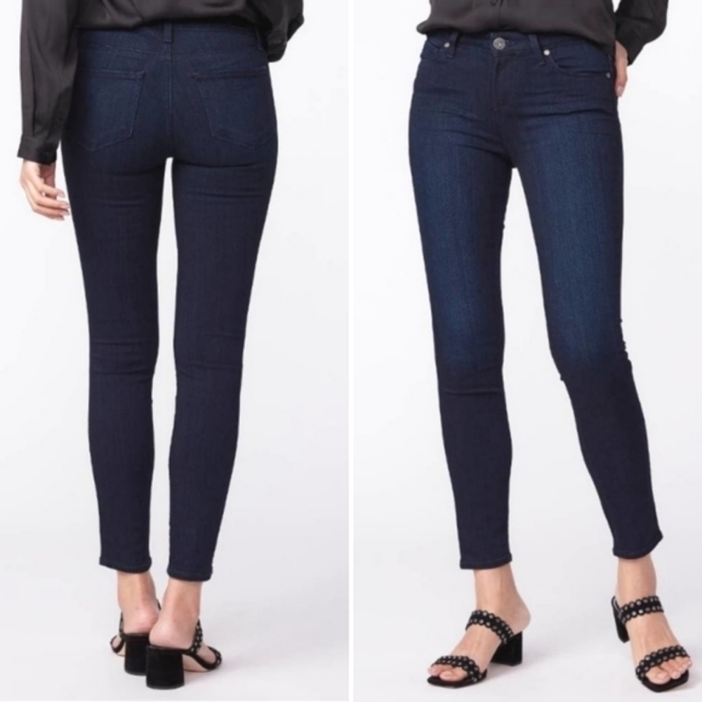 Paige Verdugo Crop Ankle Low Rise Dark Brinkley Indigo Wash Stretch 30 Jeans